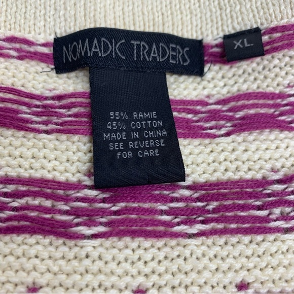 NOMADIC TRADERS Sz XL Cream & Purple Knitted Fair Isle Zipper Sleeveless Vest.‎ - Picture 7 of 9